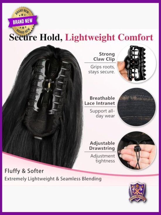 24 Inch Curly Wavy Ponytail Extension Claw Clip Hairpiece main image 2